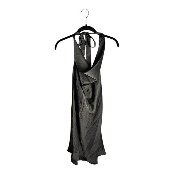 Know One Cares Black Tied Halter Satin Dress With Drapey Neck Size Large - Picture 1 of 5